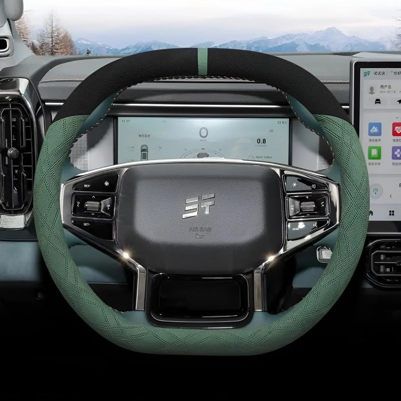 Suede steering wheel cover for Chery