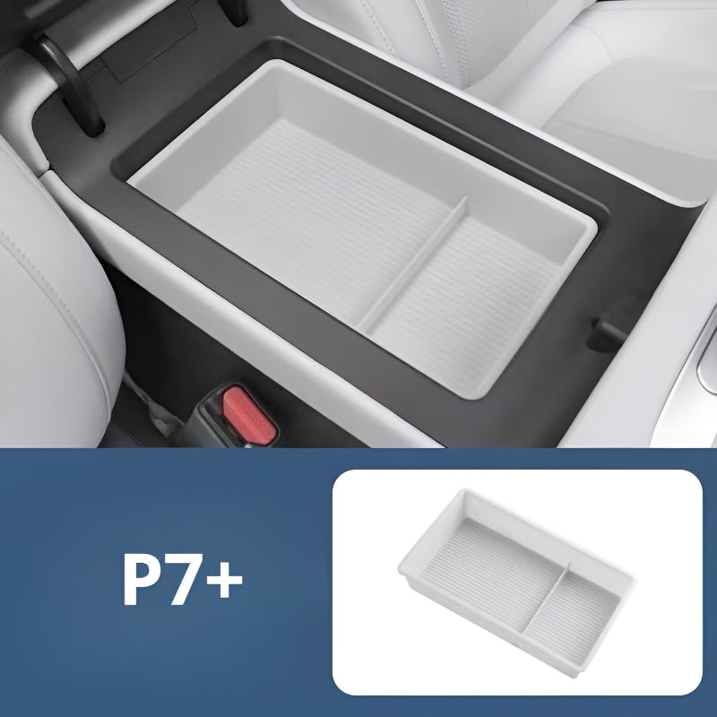P7+ Scatola portaoggetti per bracciolo e cuscinetto in silicone per console centrale e scatola portaoggetti inferiore per console centrale