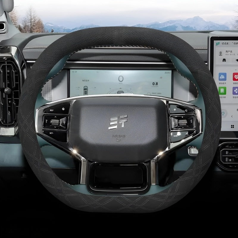 Suede steering wheel cover for Chery