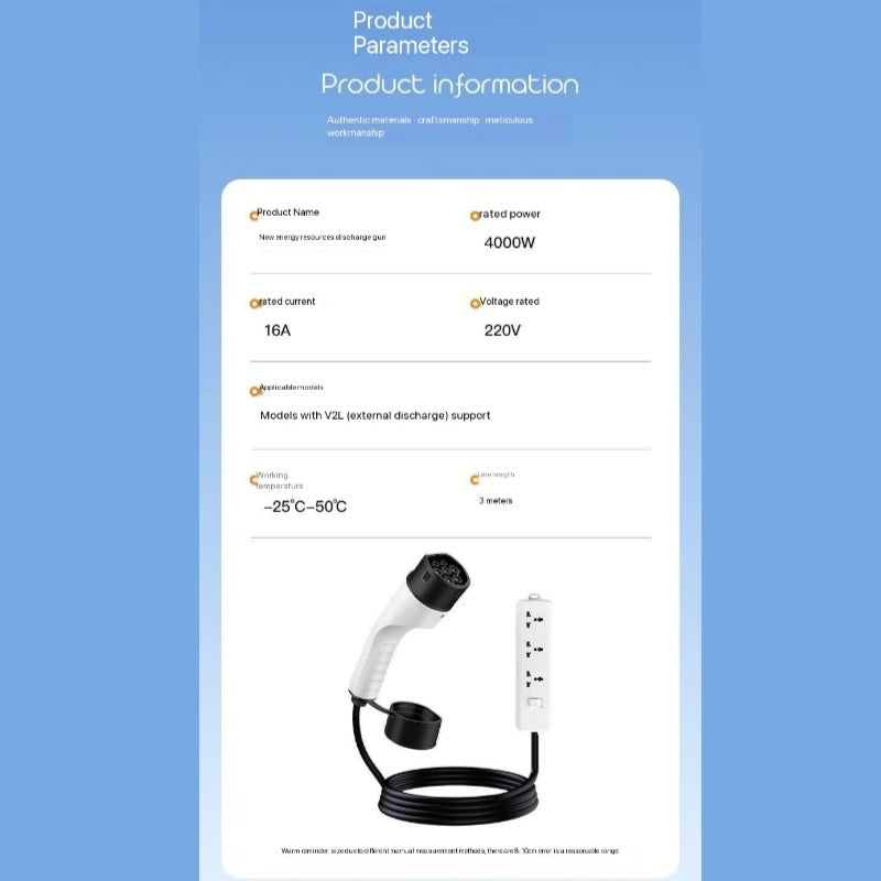 Electric Vehicle V2L Discharge   Adapter Type2