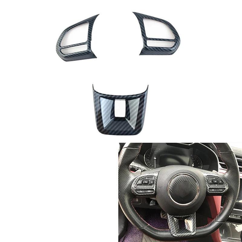 Carbon Fiber Car Steering Wheel Button Cover Sticker Interior
