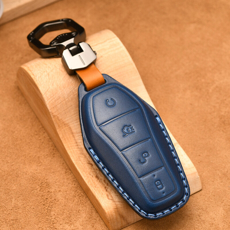 Luxury Leather Car Key Case Cover Fob Shell for BYD